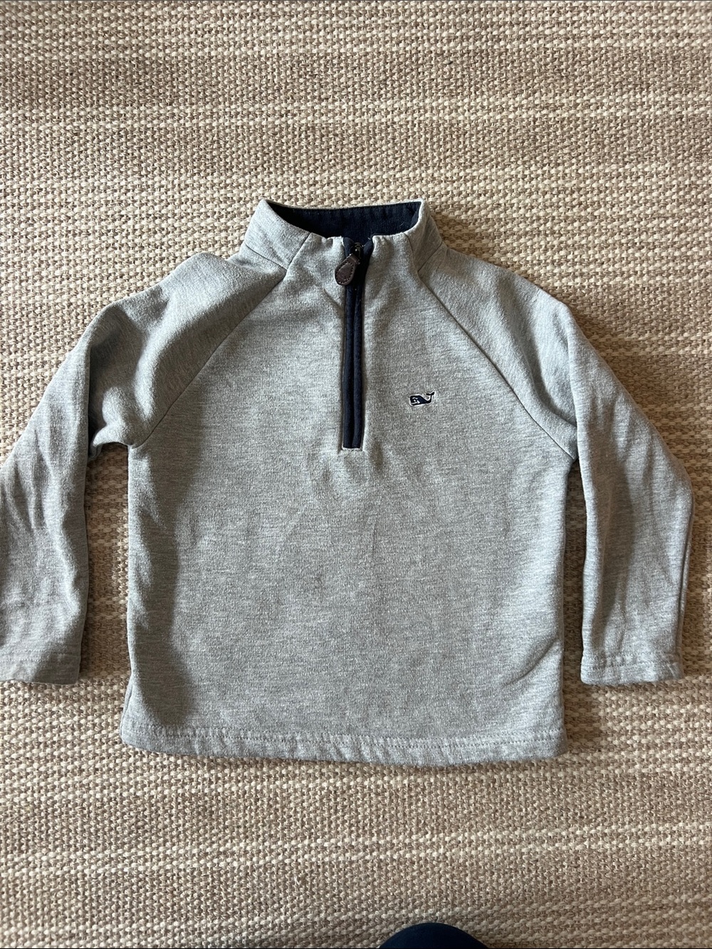 Vineyard Vines Kids Gray Half-Zip Sweatshirt with Navy Trim